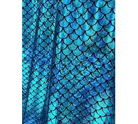 Tela de escamas de sirena, tela de cuento de peces, material de elastano elástico iridiscente, 150 cm de ancho, azul sobre negro (por metro)