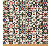 Tela de estilo marroquí de The Yard, tela de tapicería floral a cuadros exóticos, tela mediterránea para exteriores, tela de tapicería oriental de flores para sillas, 1 yarda, (L92 x W150 cm), color