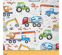 Tela de excavadora por el patio, tela de tapicería de vehículos de construcción, tela decorativa de camión de dibujos animados, tela mezcladora de cemento para tractores, tela impermeable de grúa,