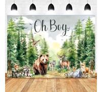 Tela de fondo de animales forestales, temática forestal, fiesta de cumpleaños, material de fotografía de vida silvestre de la selva, decoración del hogar, colgante de pared, decoración de pancartas de