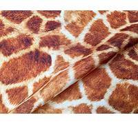 Tela de jirafa con estampado animal digital, material de algodón, cortinas, decoración, vestido, muebles, cuadros marrones, bronce y crema, 140 cm de ancho (2 metros)