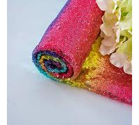 Tela de lentejuelas arcoiris Material de 1 yarda corte y confección brillo por el patio Tela de costura Material multicolor para la decoración del banquete de boda