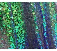 Tela de lentejuelas de 3 mm elástica en 2 direcciones, multicolor, material para manualidades de carnaval, 130 cm de ancho, 2 metros, color verde iridiscente