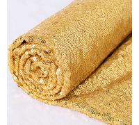 Tela de lentejuelas por el metro, material de, tela elástica con, por metro,tela con purpurina para bodas, fiestas, manteles (92 cm, Dorado)