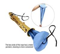 Tela de Limpieza de Saxo, Herramienta de Limpieza de Saxofón, Gris, Secado Rápidamente, Tubo de Saxofón de Limpieza de Saxo de Fibra Azul