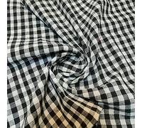 Tela de lino a cuadros a cuadros, tela de lino suave a cuadros, tela Vichy de 42 pulgadas (1 metro, blanco y negro (1/8 pulgadas)