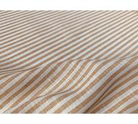Tela de lino a rayas de caramelo de algodón claro, bonitas líneas blancas a rayas, decoración del hogar, costura, 150 cm de ancho, marrón claro (2 metros))