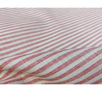 Tela de lino a rayas de caramelo, material de algodón ligero, lindas líneas blancas a rayas, decoración del hogar, confección de vestidos, 150 cm de ancho (rosa (2 metros))