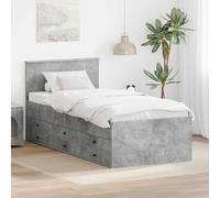 Tela de lino resistente cama abatible con almacenaje gris 200 x 78 x 90 cm | Sofá Cama con Cajón Manual Gris Concreto y Negro 70x190 cm con Cabecero y Almacenamiento para Sala o Dormitorio