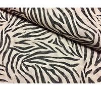 Tela de lino y mezcla de algodón con estampado de cebra, 280 cm extra ancho (se vende por metro)