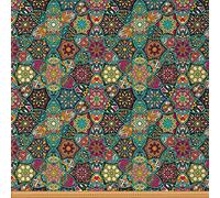 Tela de mandala bohemia de The Yard tela de tapicería geométrica bohemia vintage tela floral exótica para exteriores tela de tapicería de flores étnicas para sillas 1 yarda (L92 x W150 cm) colorida