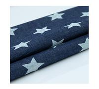 Tela De Mezclilla Con Estampado De Estrellas Material De Algodón Cómodo Y Transpirable Se Usa para Pantalones, Chaquetas, Camisas, Faldas, Telas De Ropa (50x150cm)(Color:Azul oscuro)
