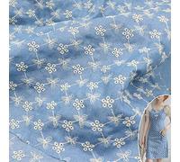 Tela de mezclilla Tela De Mezclilla Suave Tela Mezclada De Poliéster Y Algodón Tela Bordada Con Estampado De Flores Tela De Costura De Ropa De Verano Tela De Costura Creativa (Size:1.4x0.5m/55x19.6in)