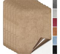 Tela de microfibra autoadhesiva, 6 piezas, 20x30 cm, parches autoadhesivos, reparación de tela, parches autoadhesivos, aspecto de ante, piel sintética (Caqui)