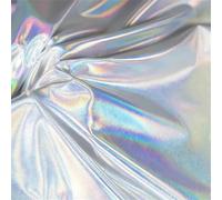 Tela de organza iridiscente con encaje y voile, Tela de punto spandex multicolor, 1 metro x 160 cm, 360g, for costura y ropa alto rendimiento(Silver)