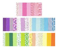 Tela de patchwork de costura, 35 piezas de tela de algodón suave, transpirable, impresión floral vibrante para manualidades, hecha a mano, 6,5 cm x 110 cm