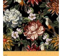 Tela de peonía de acuarela por The Yard Cute Bird Wild Animal Decor Tela para amantes de la costura, jardín, flores retro, tela de estilo rústico para tapicería de bricolaje y acentos del hogar, 1