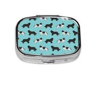 Tela de perros Terranova con perritos lindos, Pastillero cuadrado para bolsillo o monedero, pequeño contenedor de pastillas, organizador de pastillas de viaje