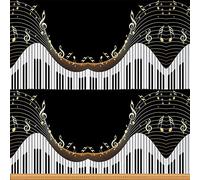 Tela de piano de The Yard con temática musical para sillas, sofá, notas musicales, tela impermeable para exteriores, 1 yarda, largo x ancho 150 cm, color negro y blanco