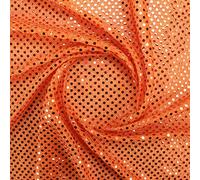 TELA DE PUNTO LAMÉ EN COLORES LISOS CON LENTEJUELAS DE 3mm SERIE ATMÓSFERA DE ANCHO 112cm POR METRO (NARANJA, 1 METRO)