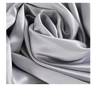 Tela De Raso Satin Tela de seda 100% morera, 19 momme, teñida lisa, súper, ideal for bodas, vestidos, ropa de cama, etc.(Silver,1.5 meter)
