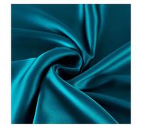 Tela De Raso Satin Tela de seda morera de 22 mm, ancho 114 cm, teñida lisa, súper, ideal for bodas, vestidos, ropa de cama, etc.(6-New Peacock Blue,1 meter)