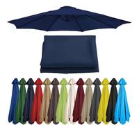 Tela de Recambio para Sombrilla Redonda 2/2.3/2.5/2.8/3/3.5M con 6/8 Varillas Tela de Recambio para Sombrilla de Playa Patio o Jardín (Navy blue,3M-8 Ribs)