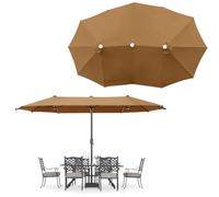 Tela De Repuesto con 12 Varillas, Ø270cm Funda De Repuesto para Sombrilla con Ventilación Superior, Paño Repuesto para Paraguas Tres Cabezas Protección UV Impermeable, Fácil De Instalar(Brown)
