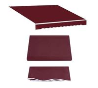 Tela de repuesto de 12 x 10 pies, cubierta a rayas impermeable y resistente a los rayos UV para uso en exteriores, cenefa frontal roja, ideal para mejorar el jardín.