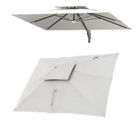Tela de repuesto for sombrilla rectangular de 3 x 4 m, 8 varillas, voladiza, for patio, anti-UV, for exteriores, cubierta superior de repuesto(Beige,Double top 3x4m(10' x 13')