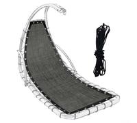 Tela de repuesto para silla columpio colgante de textilene - 64 x 197 x 23 cm, uso en exteriores e interiores, gris negruzco/azul marino/café/caqui (gris negruzco B)