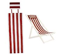 Tela de repuesto para silla de patio, tela de repuesto para silla plegable de 45 x 17 con funda de almohada, eslinga de patio con rayas azules y blancas para el hogar, playa, balcón, rojo y blanco