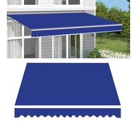 Tela de repuesto para toldo de patio retráctil manual de 2 m a 16 pies, color azul oscuro, impermeable, resistente a los rayos UV, para exteriores, refugio de jardín, tamaño: 3 x 5 pies