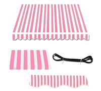 Tela de repuesto para toldo de patio retráctil manual, lona de poliéster impermeable para cenador, tamaño 4,5 x 2,5 m y rayas blancas