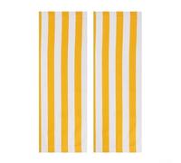 Tela de repuesto para tumbona de playa, tela de poliéster de 120 x 45 cm, funda plegable de doble cara a rayas amarillas y blancas, funda para tumbona para exteriores (2 piezas)