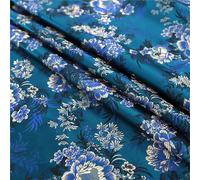 tela de satén, Tela for vestido cheongsam de estilo nacional, ropa tibetana, traje étnico antiguo, 100 × 75 cm(Blu)