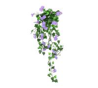 Tela de seda hilada con flores de imitación de flores de la mañana que se desvanecen flores al aire libre, petunias, flores realistas para exteriores (1 ramo de 32) 90 cm, altar de Navidad (azul