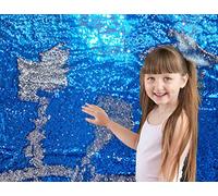 Tela de solapa con lentejuelas de pared sensorial para niños, 2 yd tejido de lentejuelas bicolores, tejido de juego sensorial táctil para niños autistas (azul zafiro + plata, 2 yardas(182 x 125 cm)