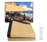 Tela de sombra beige resistente a los rayos UV 90 %, tamaño: 2 x 2 m, 3 x 4 m, 4 x 6 m, 5 x 5 m, 6 x 12 m, 7 x 8 m, 9 x 10 m, toldo duradero con ojales para privacidad (tamaño: 6 x 7 m)
