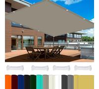 Tela de sombra de 2,8 x 6 m con ojales y cuerdas, 98 % de protección UV, toldo de poliéster para pérgola, jardín, patio, césped, color caqui, incluye 4 cuerdas de 1,5 m