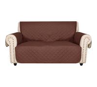 Tela de Tapa del sofá Resistente al Agua y Manchas+Correas fijas de Alta Elasticidad, Capa de Capa Acolchada Gruesa y Resistente al Desgaste, Bolsa de Almacenamiento Lateral para jug Brown Doubleseat