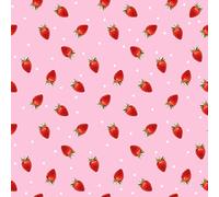 Tela de tapicería de fresa Kawaii por The Yard, tela de tapicería de fresas con corazón lindo para niñas, para sillas, tela impermeable para exteriores, color rosa kawaii, color rojo fruta, 2 yardas
