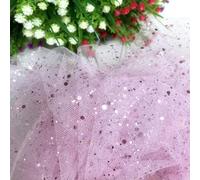 Tela de tul con purpurina 150x91cm Sheer Pink Blue Silver (rosa) | Para una textura transparente brillante, acabado elegante, opciones de plata azul rosa, tamaño de 150 x 91 cm