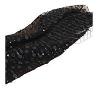 Tela de tul, malla transparente de 132 cm de ancho con lentejuelas bordadas en flor de ciruelo 3D para manualidades, bodas, muñecas, regalos hechos a mano (negro)