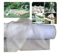 Tela de tul por metros, 10 m × 160 cm, transparente, delicada cinta de tul, tela decorativa, tela de malla, para boda, cortina de boda, decoración a mano, ceremonia, fiesta, decoración, manualidades,