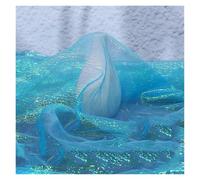 Tela de tul suave, Pleated Textured Fabric Multicolor 140cm x 100cm Sold By The Meter(Lake Blue)