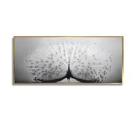 Tela di pavone arte della parete in bianco e nero murale moderno minimalista immagini opere d'arte stampe grande poster pittura per soggiorno decor 50x126cm con cornice in oro