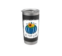Tela escocesa It's Fall Yall, Halloween, azul blanqueado, calabaza y búfalo Vaso térmico de acero inoxidable de doble pared