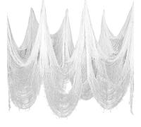 Tela espeluznante de 47 x 240 pulgadas para decoración de Halloween, decoración de Halloween para interiores y exteriores, tela negra para patio, puerta delantera, pared, fiesta, miedo con agujeros