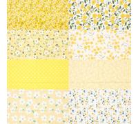 Tela Estampada 8 Hojas, Amarillo Algodón Floral | Suave al Tacto, Fácil de Cortar, para Acolchado DIY, Cortinas y Cojines